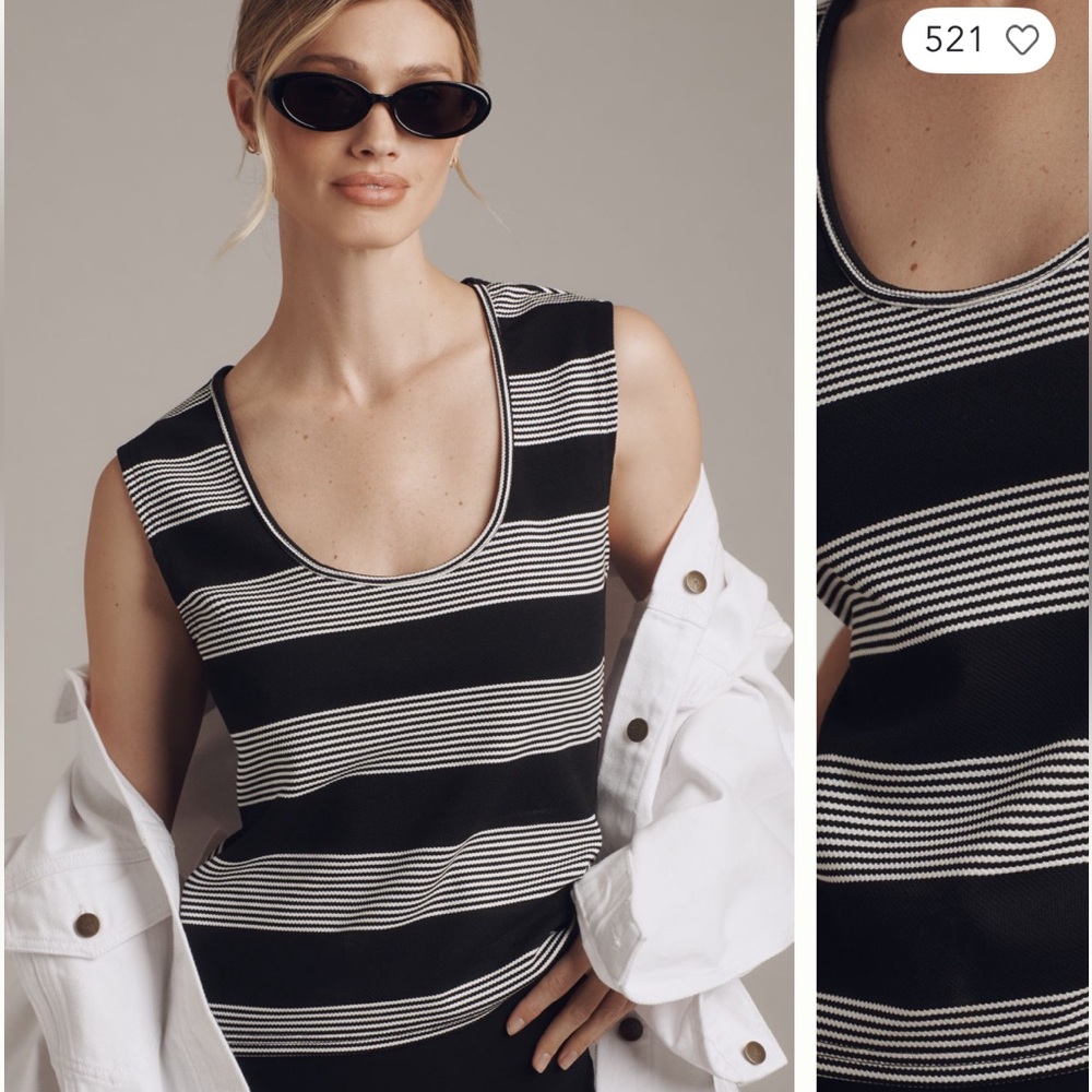 NEW bishop + young Monochrome Striped Tank Top  size L Purchased from Anthro